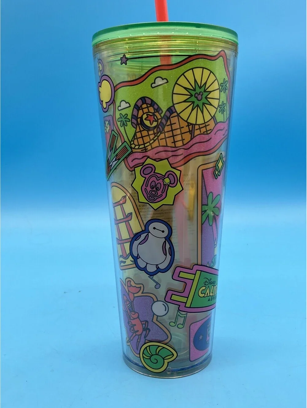 Starbucks Disney California Adventure Cold Cup Tumbler Multicolor Straw Lid